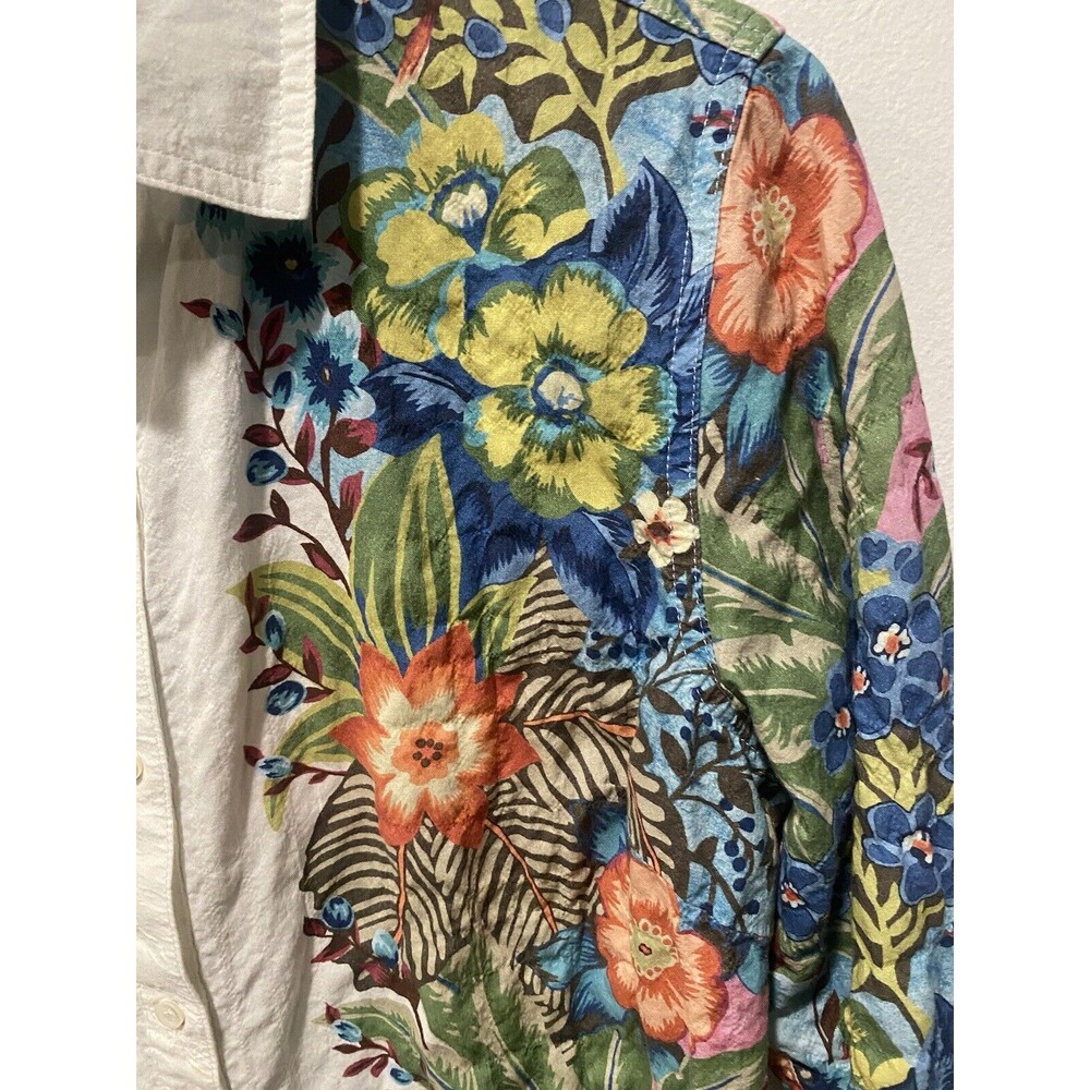 J. Mclaughlin Down Shirt Botanical Floral Blouse Women Sz XS - Picture 3 of 8